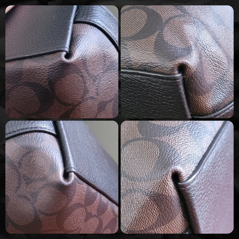 Coach C2819 Val Duffle Signature Brown Black Coated Canvas Shoulder Bag NWT